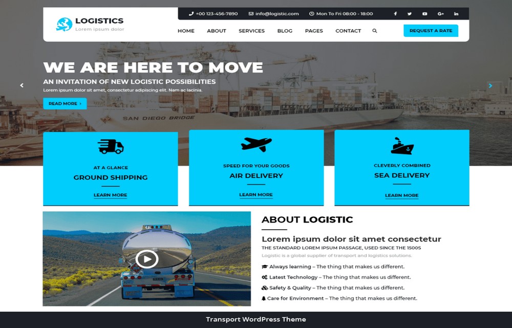 The 23 Best Logistics and Transport WordPress Themes (Free and Paid) Logistic Transport theme