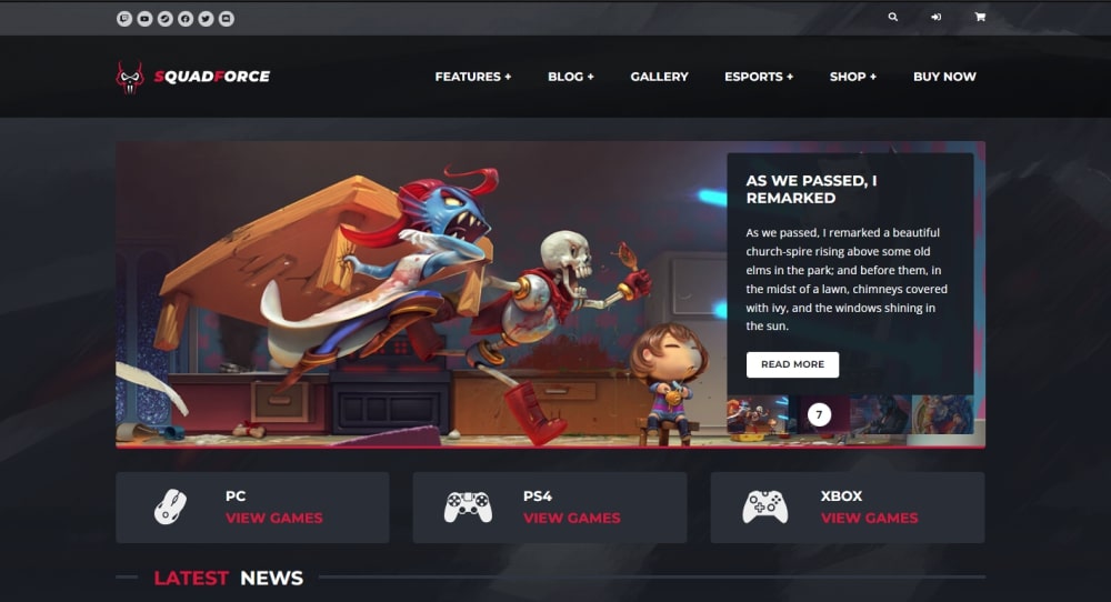 25 Best WordPress Gaming Themes - Free and Premium Options SquadForce WordPress theme
