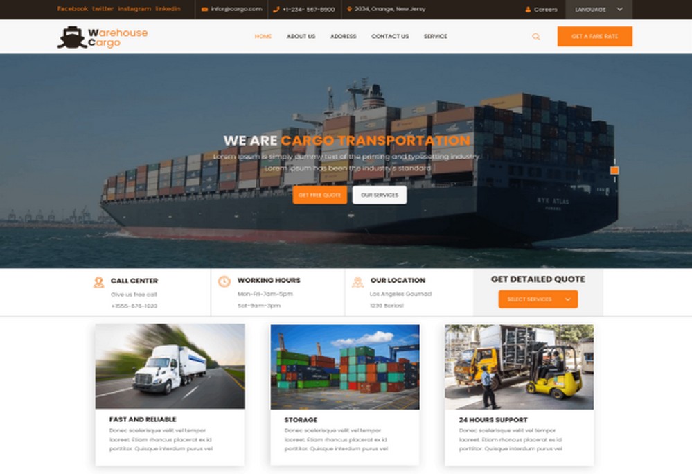 The 23 Best Logistics and Transport WordPress Themes (Free and Paid) Warehouse Cargo theme