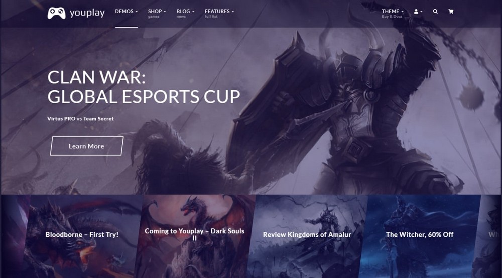 25 Best WordPress Gaming Themes - Free and Premium Options Youplay WordPress theme