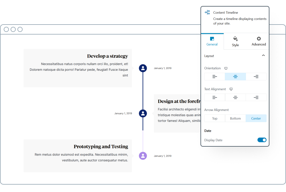 Announcing Spectra 2.0: The visual page builder for ultra fast websites Spectra content timeline block