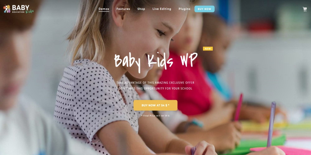 Best Kindergarten WordPress Themes: For Preschools, Nursery and Daycare Services baby kids WordPress theme demo website