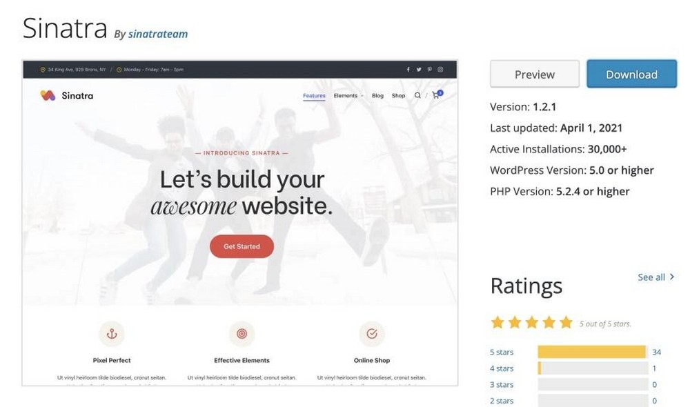 21 Most Customizable WordPress Themes: Hard To Believe Most Are Free Sinatra WordPress theme