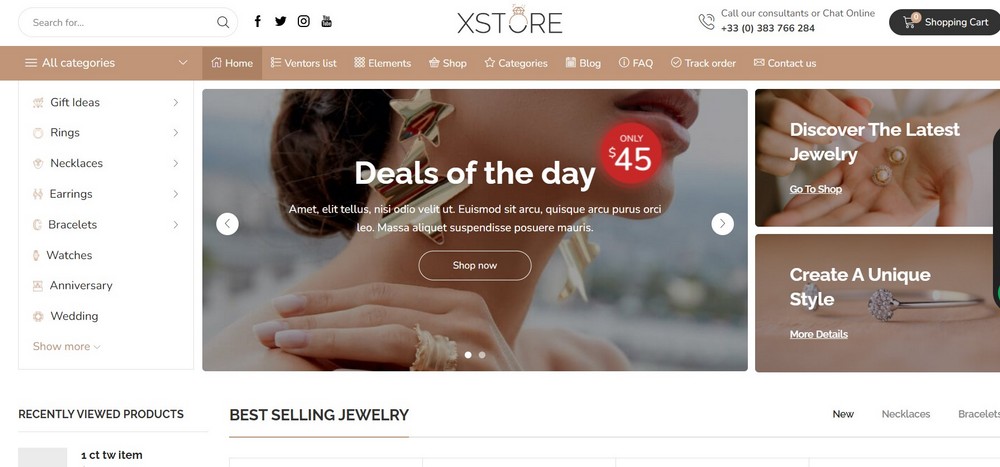 25 Best Jewelry WordPress Themes for Ecommerce Stores xstore wordpress themes for jewelry stores