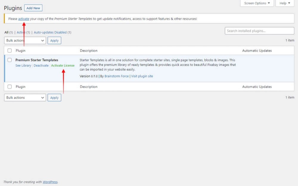 How To Start an Online Bakery Website – Complete 7 Step Walkthrough activating the plugin license