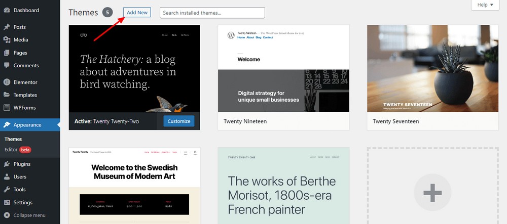 How To Create a Dental Website for Clinics and Dentists Add New theme button