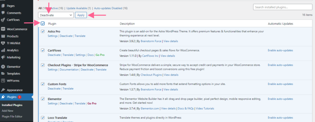 How to Create a Multisite Network and Use Astra Child Theme On It ast-dsiable-all-plugin