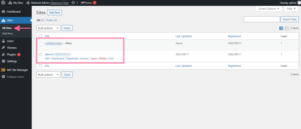 How to Create a Multisite Network and Use Astra Child Theme On It all-sites