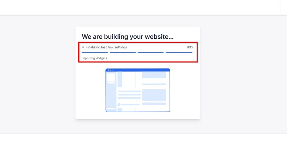 How To Create a Photography Website – Beginner's Guide astra start template import - progress bar