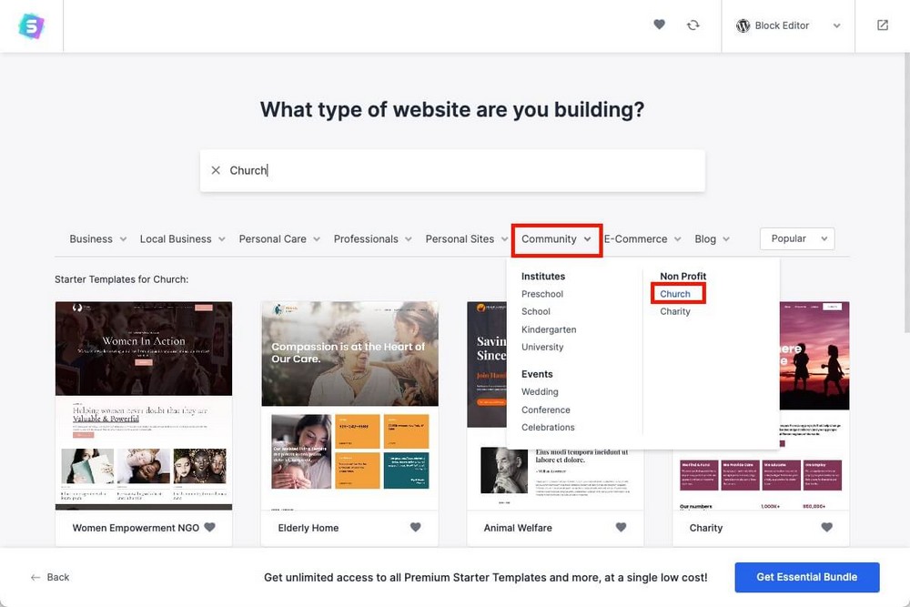 How To Build a Church Website With WordPress Using Free Tools Astra Starter Templates