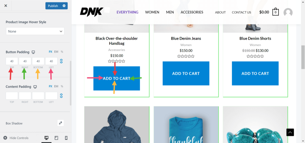 Structuring Shop WooCommerce Page Button Padding 1024x481