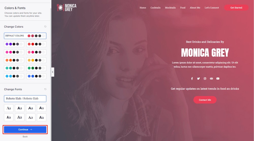 How To Create a Recipe Website in Under an Hour Change color and font