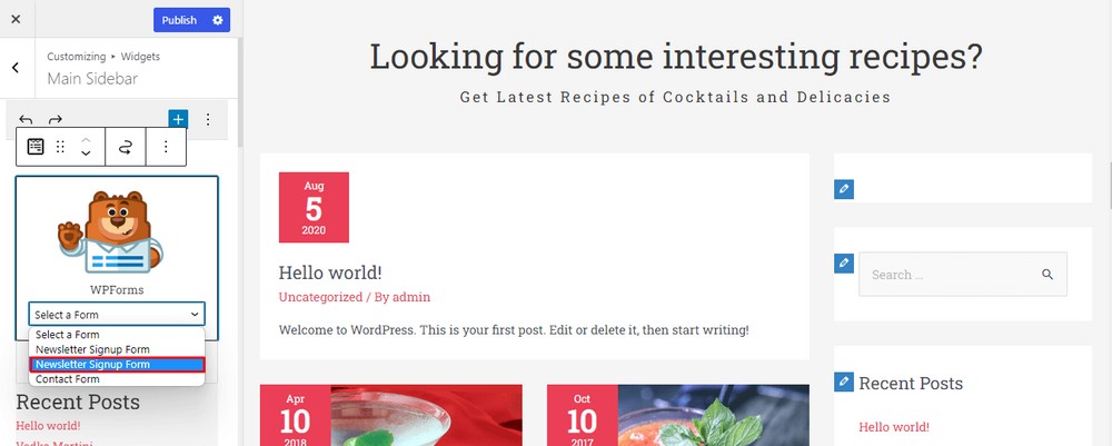 How To Create a Recipe Website in Under an Hour Choose newsletter signup form