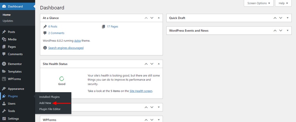 How To Create a Dental Website for Clinics and Dentists Dashboard Plugins Add New area