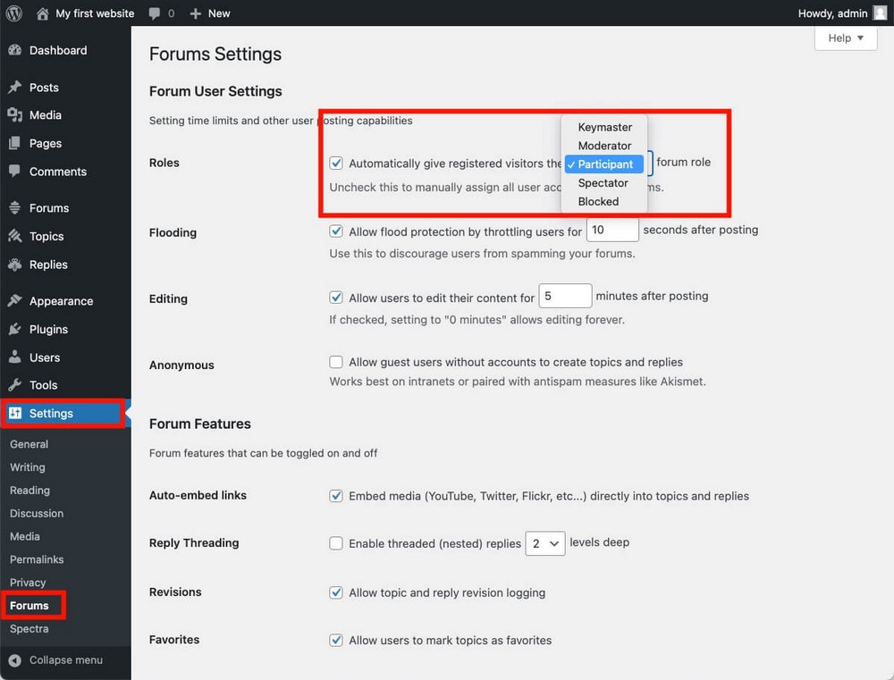 How To Create a Forum Website With WordPress (Beginner’s Guide) Default roles on bbPress