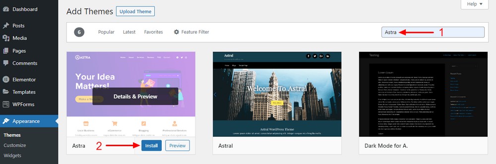 How To Create a Recipe Website in Under an Hour Install Astra theme