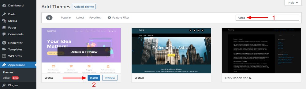 How To Create a Dental Website for Clinics and Dentists Install Astra theme