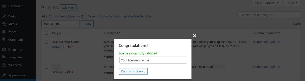 How To Create a Recipe Website in Under an Hour License activated message