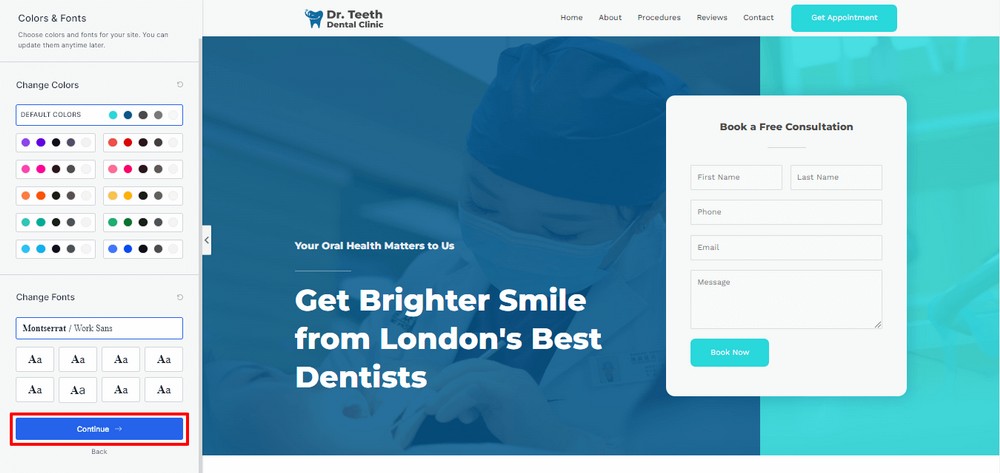 How To Create a Dental Website for Clinics and Dentists Manage website colors and fonts
