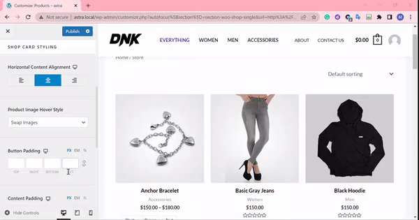 Structuring Shop WooCommerce Page Product Image Hover Styles