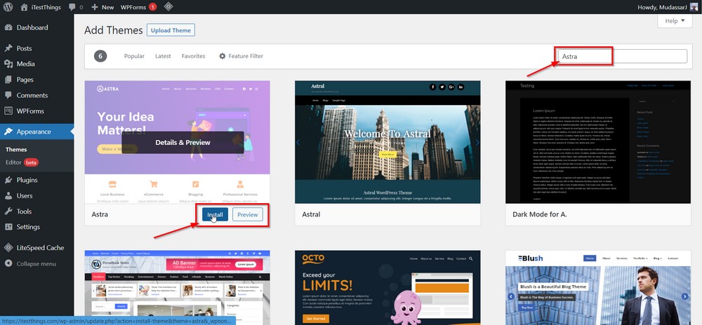 How To Start a Jewelry Business Online (Step by Step Guide) search for astra theme to install it