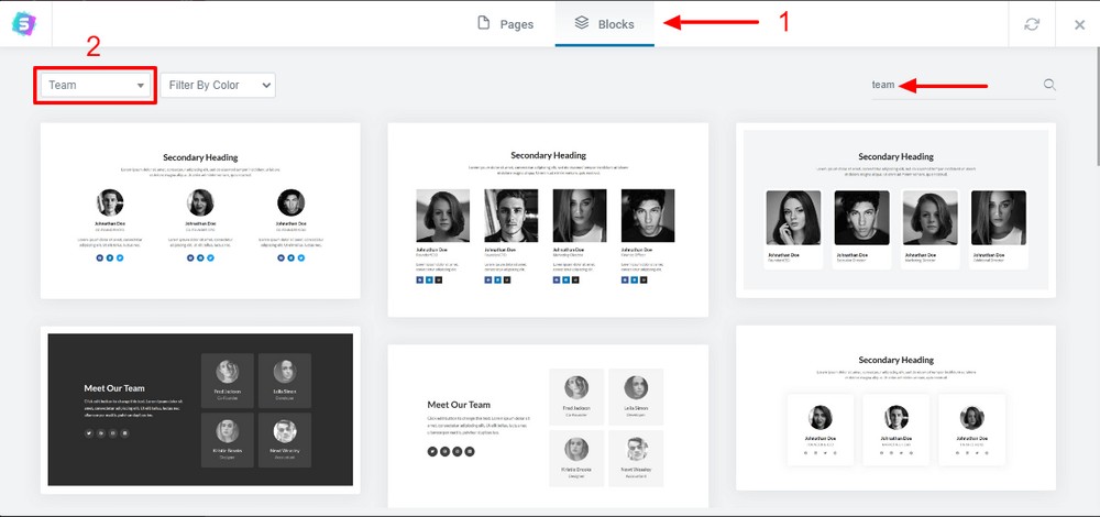 How To Create a Dental Website for Clinics and Dentists Select team block