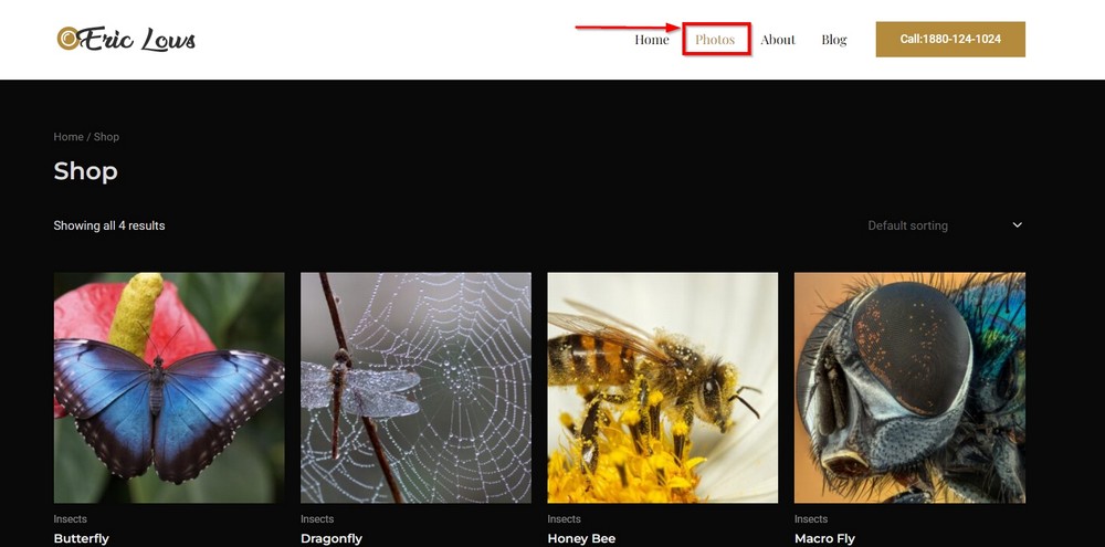How To Create a Photography Website – Beginner's Guide shop page on photography website