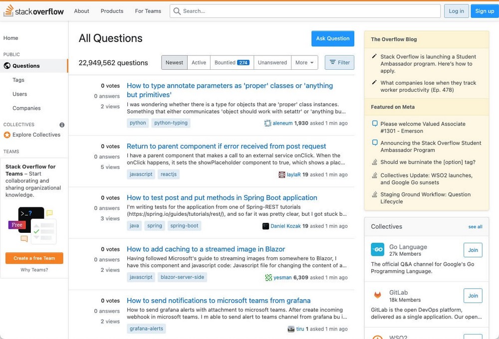 How To Create a Forum Website With WordPress (Beginner’s Guide) Stack Overflow home page