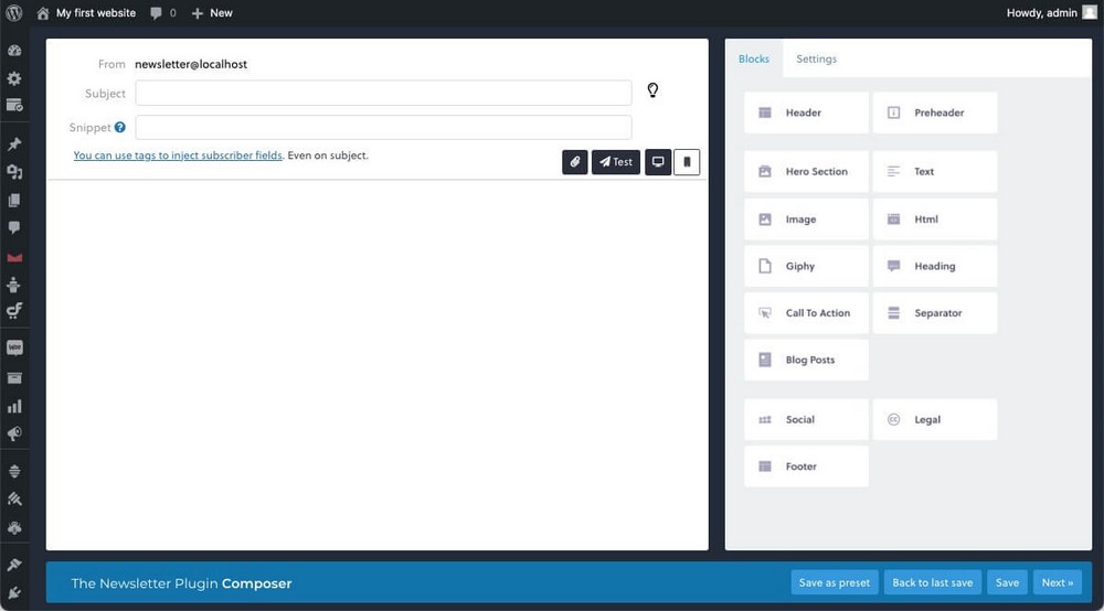 How To Build a Church Website With WordPress Using Free Tools The Newsletter composer