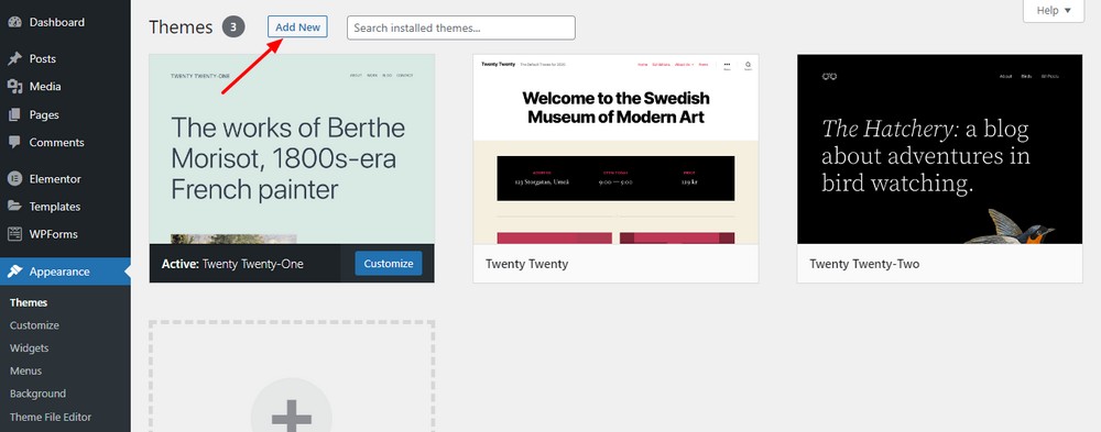 How To Create a Recipe Website in Under an Hour Themes Add New area