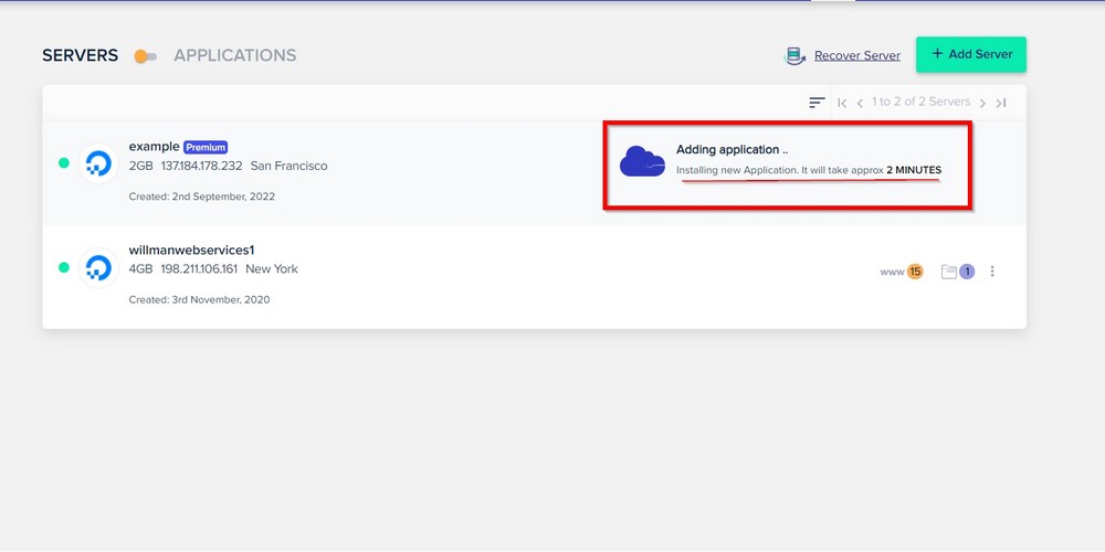 How To Create a Photography Website – Beginner's Guide wordpress application in process on cloudways