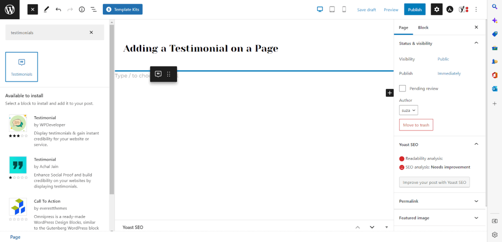 9 Best WordPress Testimonial Plugins – Because Social Proof Sells! drag and drop the testimonials block