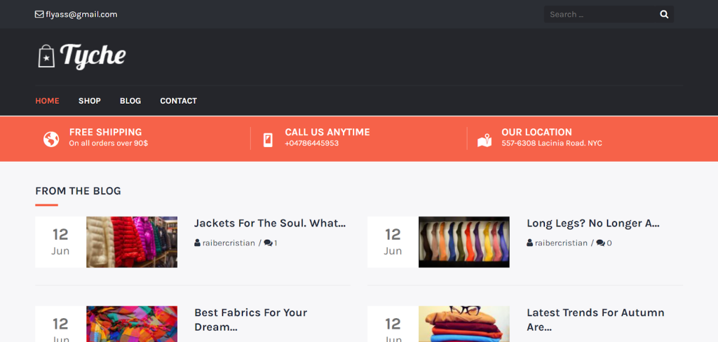 40 Best Free WordPress eCommerce Themes – Online Stores Made Easy! Home Tyche Demo 1024x488