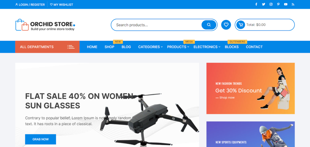 40 Best Free WordPress eCommerce Themes – Online Stores Made Easy! Orchid Store – Just Another Orchid Store Demo 1024x488