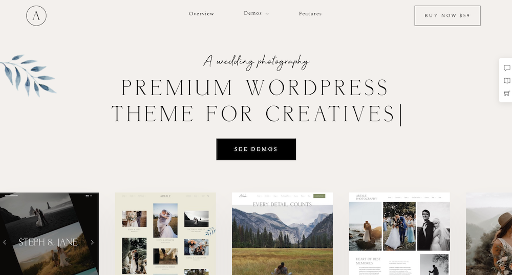35 Best WordPress Photography Themes for Photographers (Most Are Free) Artale WordPress Wedding Photography Theme