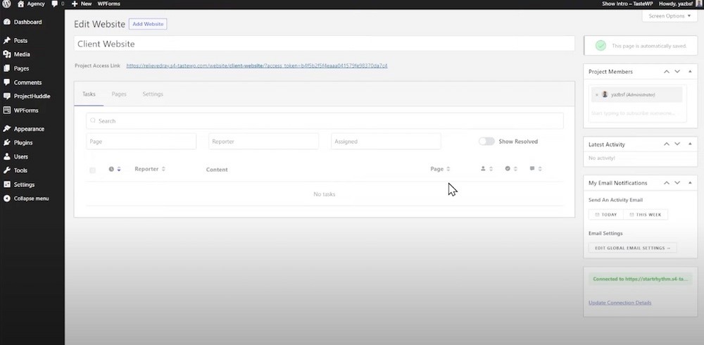 How To Give Great Website Design Feedback dashboard for a website project in SureFeedback