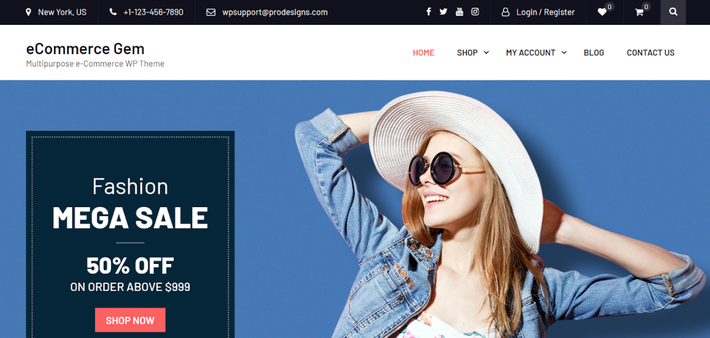40 Best Free WordPress eCommerce Themes – Online Stores Made Easy! ECommerce Gem – Multipurpose E Commerce WP Theme 1024x488