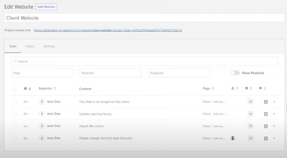 How To Give Great Website Design Feedback SureFeedback dashboard with feedback
