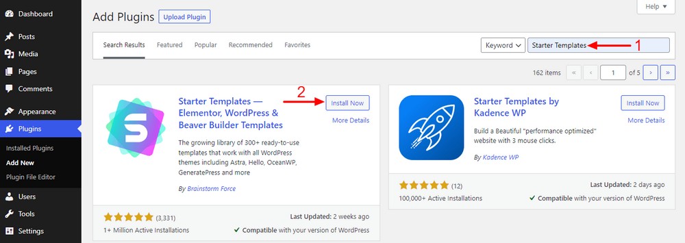 How To Create a Law Firm Website With WordPress (Step by Step Guide) Search and Install Starter Templates plugin