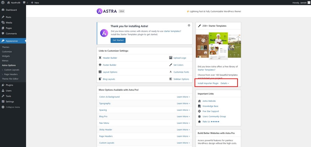 How To Create a Nonprofit Website Using WordPress and Free Templates Astra theme