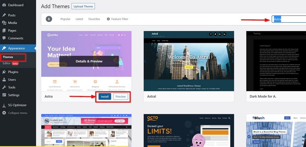 How To Create an Online Magazine Website With WordPress install astra theme