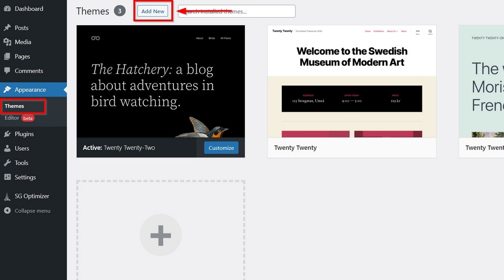 How To Create an Online Magazine Website With WordPress press add new button for theme