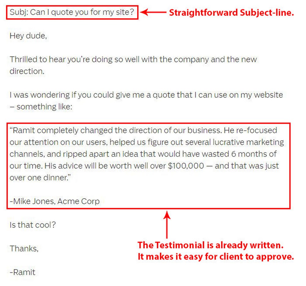 How To Write Emails to Clients for Maximum Engagement (Include Examples and Templates) Testimonial mail with already written testimonial
