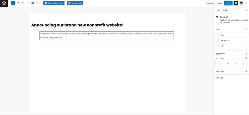 How To Create a Nonprofit Website Using WordPress and Free Templates WordPress posts screen and a welcome to the block editor popup