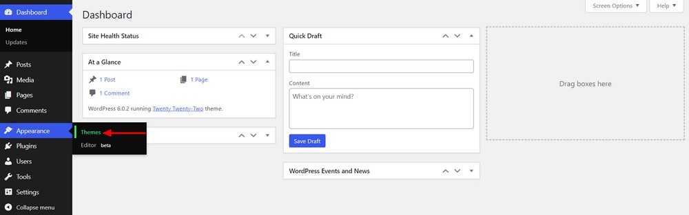 How To Sell Plants Online From Home - Beginner’s Guide Dashboard Appearance Themes area