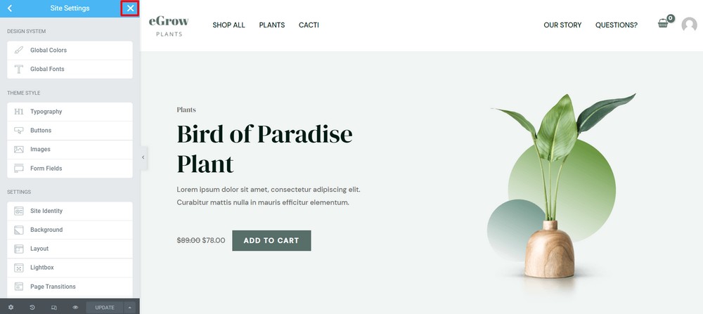 How To Sell Plants Online From Home - Beginner’s Guide Open Elementor editor panel