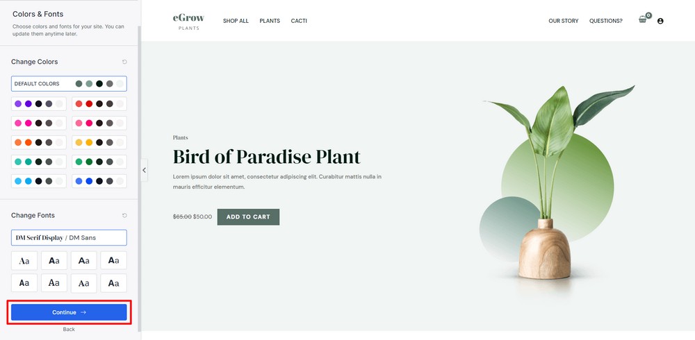 How To Sell Plants Online From Home - Beginner’s Guide Set website fonts and color