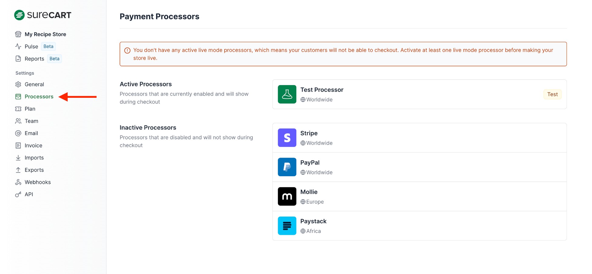 Create a Powerful Membership Site That Makes Money payment processor page on surecart cloud