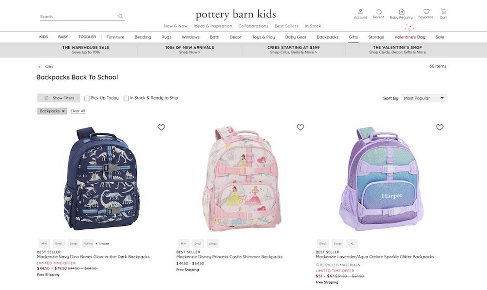 16 Seasonal Marketing Campaign Ideas and Examples Pottery Barn Kids backpacks