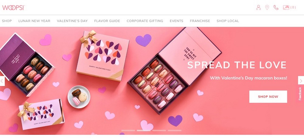 16 Seasonal Marketing Campaign Ideas and Examples woops - macaron valentine's day boxes